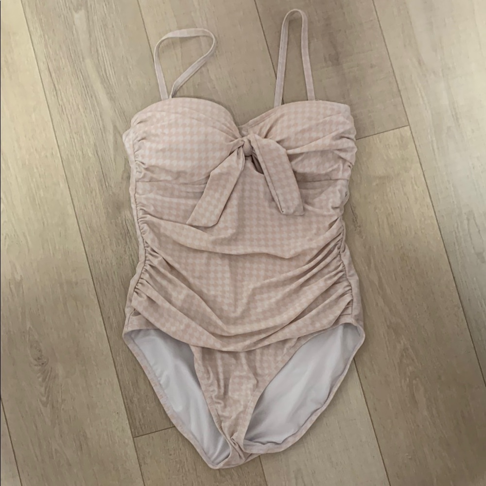 Ellen Tracy Pink Gingham One-Piece Swimsuit